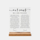 エレガントな筆記体で誓いの言葉を Minimalist Wedding アクリルサイン (正面)