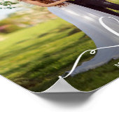 エレガントな筆記体の愛 ウェディング ブライドとグルームの写真 ポスター (角)