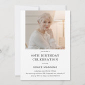 エレガントな筆記体の80番アーチ写真付き80歳の誕生日 招待状 (裏面)
