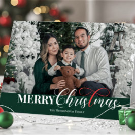 エレガントな筆記体キリスト教のクリスマス写真折りたたみカード シーズンカード