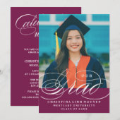 エレガントな筆記体スクリプト 卒業式 | 卒業式の招待状 招待状 (正面/裏面)