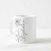 エレガントな筆記体ネーム ロータス 7月 誕生月 花 コーヒーマグカップ (正面左)