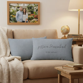 エレガントな筆記体ハート名前 ウェディングデート ランバークッション