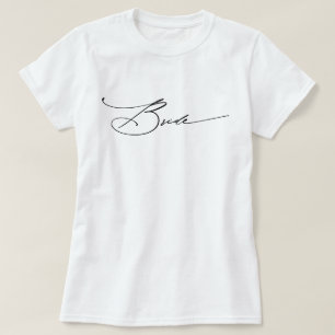 エレガントな筆記体ブライドホワイトバチェラーエティパーティー Tシャツ