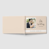 エレガントな筆記体写真タンベージュの結婚式 ゲストブック (全面)
