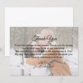 エレガントな筆記体冬の結婚式の写真の御礼 ノートカード (正面/裏面)