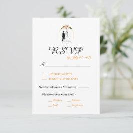 エレガントな筆記体結婚式RSVPカード 出欠カード