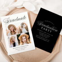 エレガントな筆記体4枚写真 卒業パーティー