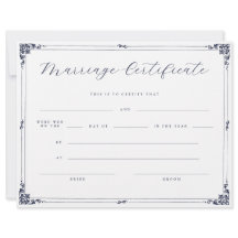 エレガントな筆記体 アンティーク風 婚姻証明書