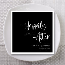 エレガントな筆記体 ウェディングナプキン Happily Ever After