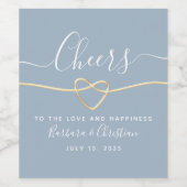 エレガントな筆記体 ダスティーブルー ウェディング ワインラベル (シングルラベル)