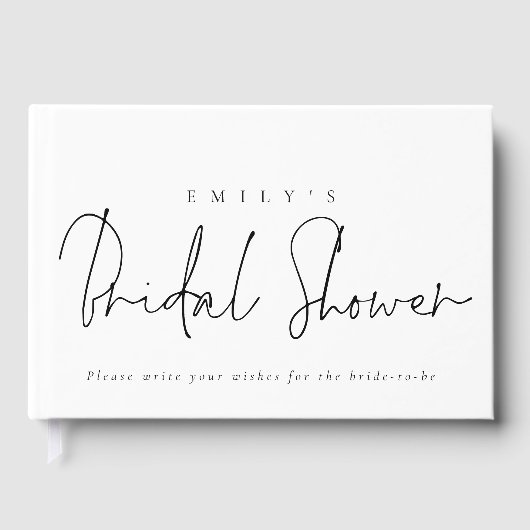 エレガントな筆記体　任意の色　ブライダルシャワーのゲストブック ゲストブック (正面)