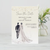 エレガントな筆記体 伝統的な結婚式 セーブザデート (スタンド正面)