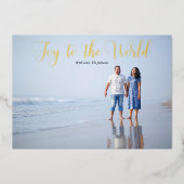 エレガントな筆記体 喜びに満ちた世界 オーダーメイド 箔シーズンカード (正面)