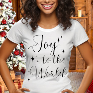 エレガントな筆記体 喜びを世界に メリークリスマス Tシャツ