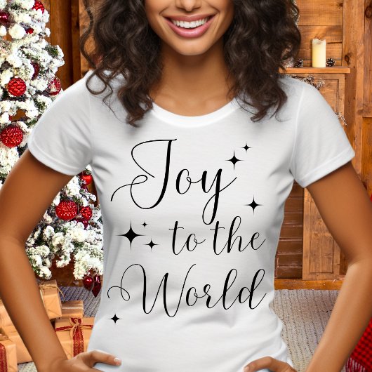 エレガントな筆記体 喜びを世界に メリークリスマス Tシャツ