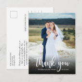 エレガントな筆記体 結婚式のお礼 写真 ポストカード (正面/裏面)