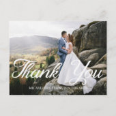 エレガントな筆記体 結婚式のお礼 2枚の写真 ポストカード (正面)