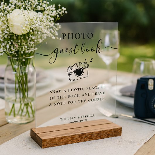 エレガントな筆記体 結婚式 写真 ゲストブック アクリルサイン