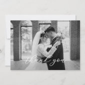 エレガントな筆記体 結婚式 写真 サンキューカード (正面)