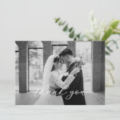 エレガントな筆記体 結婚式 写真 サンキューカード (スタンド正面)