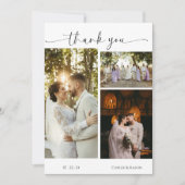 エレガントな筆記体 結婚式 写真 サンクスカード サンキューカード (正面)