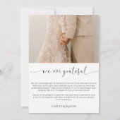 エレガントな筆記体 結婚式 写真 サンクスカード サンキューカード (裏面)