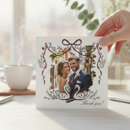 エレガントな筆記体 結婚式 写真 サンクスカード サンキューカード