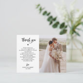 エレガントな筆記体 結婚式 写真 サンクスカード ポストカード (スタンド正面)