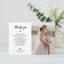 エレガントな筆記体 結婚式 写真 サンクスカード