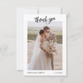 エレガントな筆記体 結婚式 2枚の写真 サンクスカード サンキューカード (正面)
