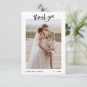 エレガントな筆記体 結婚式 2枚の写真 サンクスカード サンキューカード (スタンド正面)