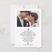 エレガントな筆記体 結婚式 2枚の写真 サンクスカード サンキューカード (裏面)
