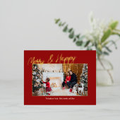 エレガントな箔仕上げの家族写真カード 箔招待状ポストカード (立ち正面)