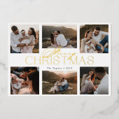 エレガントな箔押しクリスマスカード（6枚の写真付き） 箔シーズンカード (正面)