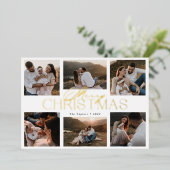 エレガントな箔押しクリスマスカード（6枚の写真付き） 箔シーズンカード (立ち正面)