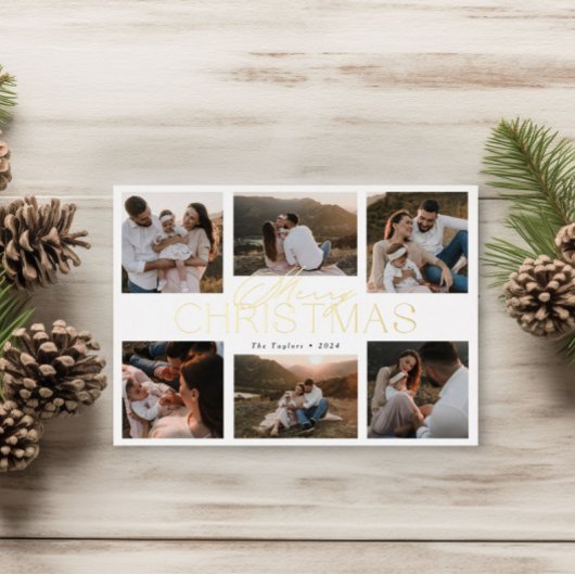 エレガントな箔押しクリスマスカード（6枚の写真付き） 箔シーズンカード