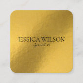エレガントな箔押しゴールドのモダンビジネスカード スクエア名刺 (正面)