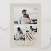 エレガントな箔押しマルチ写真エンゲージメント発表 箔招待状 (正面)