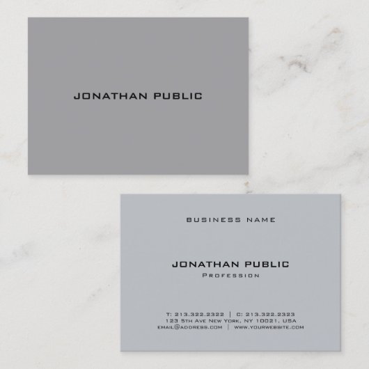 エレガントな粋でモダンな最小主義の灰色のテンプレート 名刺 (正面/裏面)