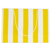 エレガントな粋で黄色い白のストライプのモダン ラージペーパーバッグ (裏面)