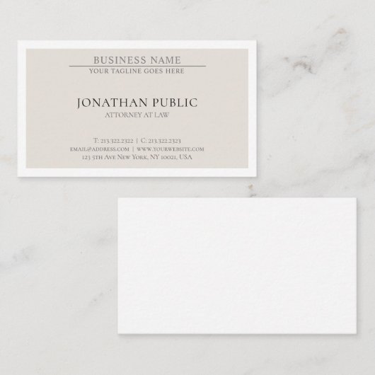エレガントな粋な弁護士の法律事務所弁護士のシンプル 名刺 (正面/裏面)