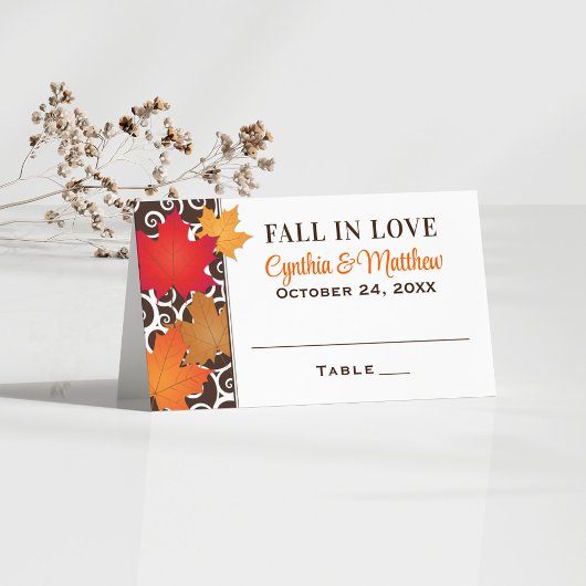 エレガントな紅葉の結婚式 プレイスカード
