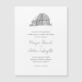 エレガントな納屋のブラック&ホワイトのラスティックウェディング マグネット招待状 (正面)