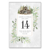 エレガントな納屋 | 水彩画のテーブルナンバーカード テーブルナンバー (正面)