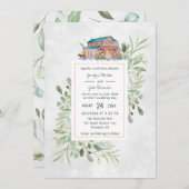 エレガントな納屋 | 水彩画の結婚式の招待状 (正面/裏面)