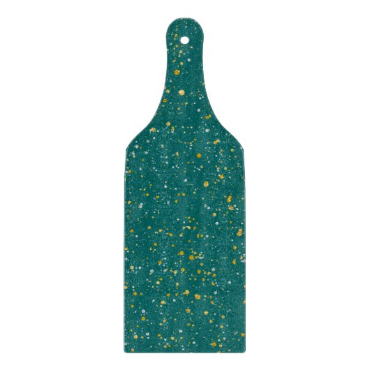 エレガントな紙吹雪の宇宙-ティール(緑がかった色)の緑及び金ゴールドの銀 カッティングボード (正面)