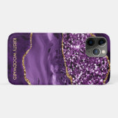 エレガントな紫と金のグリッターオーシャンアゲート Case-Mate iPhoneケース (裏面(横))