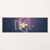 エレガントな紫と金のヨガ瞑想ポーズオームシンボル ヨガマット (正面(横))