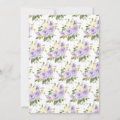 エレガントな紫と金の水彩花のウェディング招待状 招待状 (裏面)